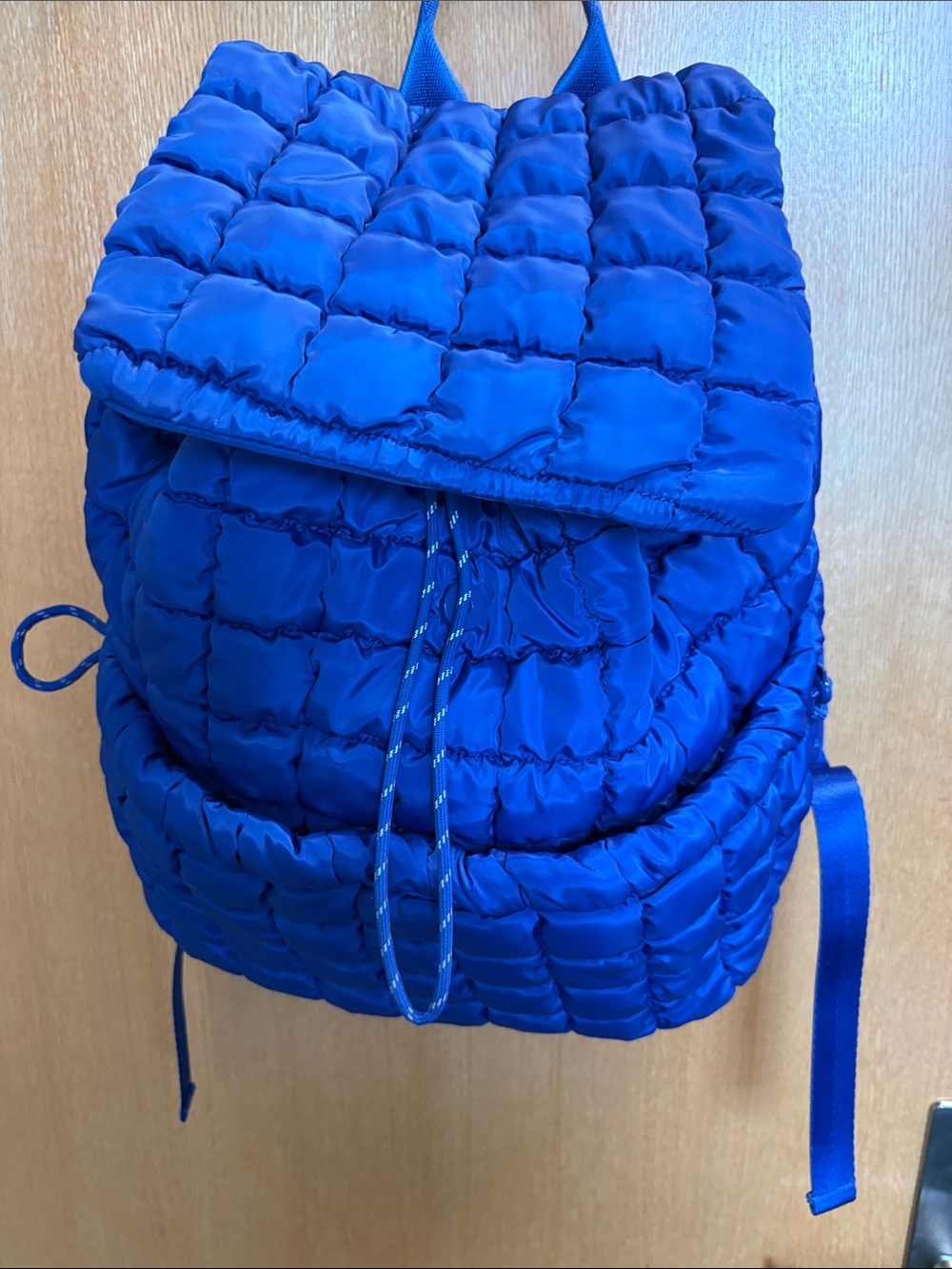 SOL SELENE Quilted Drawstring Backpack in Royal Blue